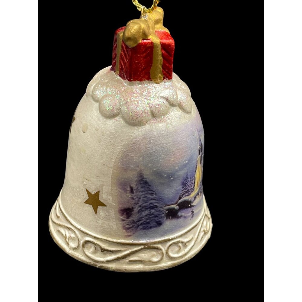 NWT Vtg Porcelain Church Christmas Holiday Ornament Bell 3.5" Tall x 2.75”D - Picture 2 of 7
